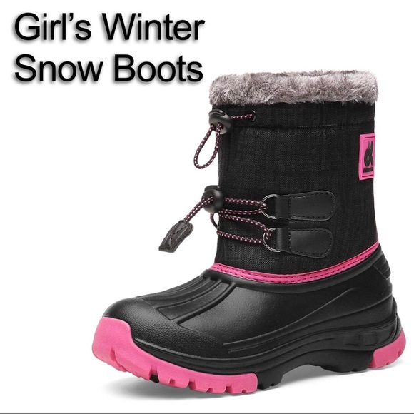 waterproof fur lining slip on snow boots